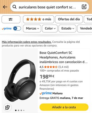 Auriculares Bose QC SC Bluetooth Ruido Negro
