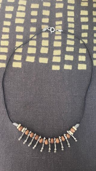 Collar boho madera y metal artesanal