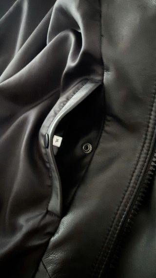 Cazadora Piel Bomber Negra