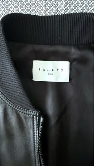 Cazadora Piel Bomber Negra