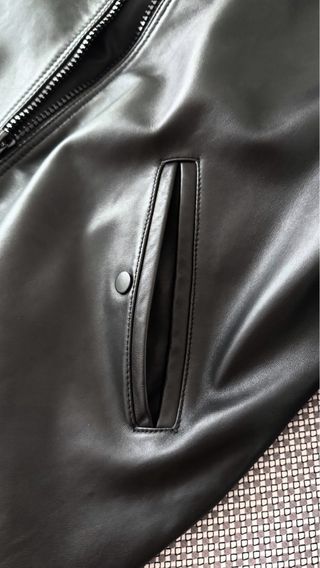 Cazadora Piel Bomber Negra