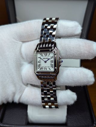 Reloj Seiko Mod Panthère Gris Plateado Blanco Azul