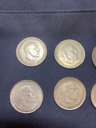 Lote 8 monedas 100 pesetas plata 1966
