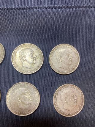 Lote 8 monedas 100 pesetas plata 1966