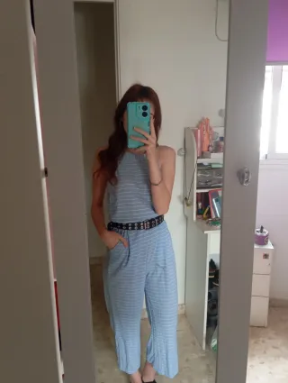 Mono largo rayas azules y blancas