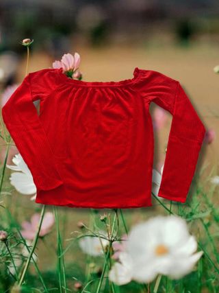 Top sin hombros canalé