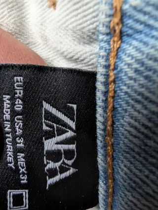 Pantalón ancho Zara, azul claro denim
