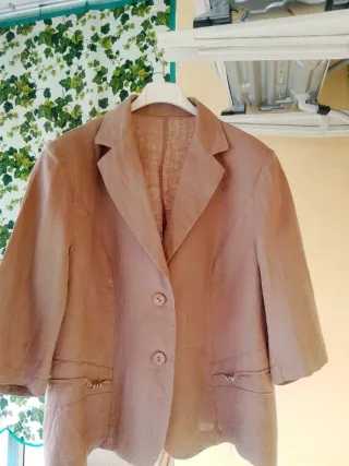 Giacca in puro lino beige