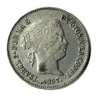 Moneda Plata 1 Real Isabel II 1857