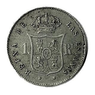 Moneda Plata 1 Real Isabel II 1857