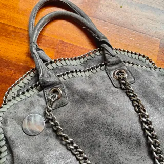 Borsa donna grigio/argento con catena
