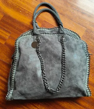 Borsa donna grigio/argento con catena