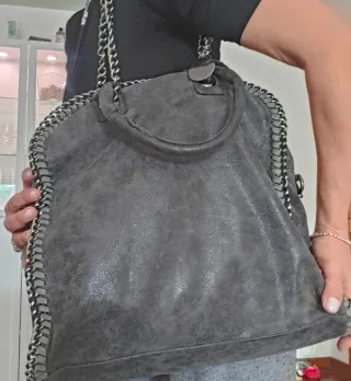 Borsa donna grigio/argento con catena
