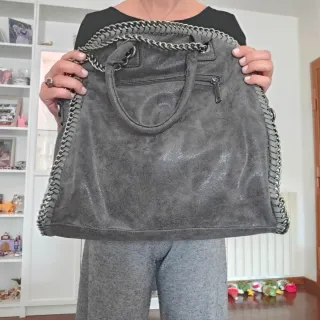 Borsa donna grigio/argento con catena