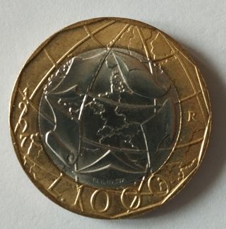 Moneta 1000 Lire Italia 1997 Errori