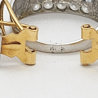 Conjunto oro blanco 18k sortija y pendientes