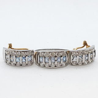 Conjunto oro blanco 18k sortija y pendientes