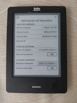 Lettore Kobo Touch 6'' Nero