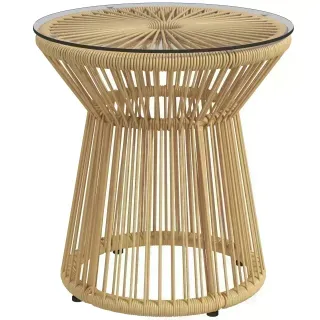 Mesa Ratán Beige Cristal Ø40x42cm