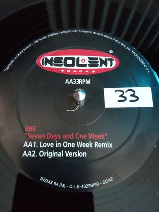 BBE - SEVEN DAYS AND ONE WEEK - VINILO REMEMBER