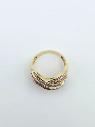 Anillo Oro 18K Diseño Central con Diamantes T-15