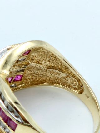 Anillo Oro 18K Diseño Central con Diamantes T-15