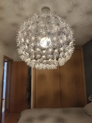 Lámpara colgante papel flor blanca