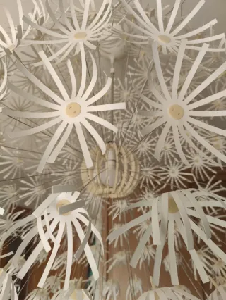 Lámpara colgante papel flor blanca