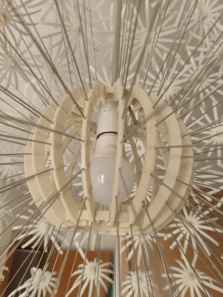 Lámpara colgante papel flor blanca