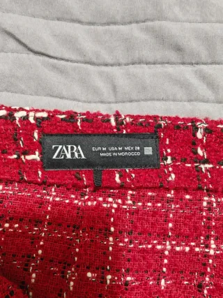 Falda pantalón Zara cuadros roja y negra