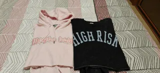 Sudadera Bershka rosa crop top