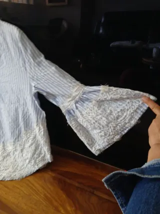 Camisa Zara Verano Rayas Encaje