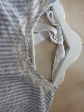 Camisa Zara Verano Rayas Encaje