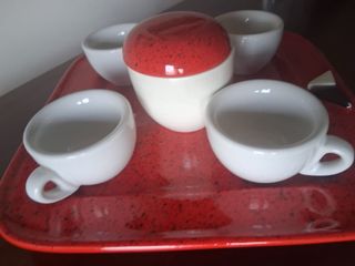 Set caffè rosso e bianco