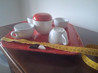 Set caffè rosso e bianco