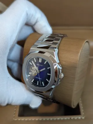 Reloj Seiko Mod Nautilus Azul Marino Gris Plateado