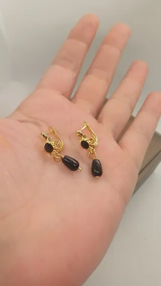 Pendientes Chapado Oro y Azabache