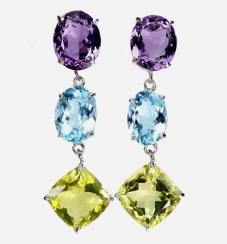 Pendientes Plata Amatista Topacio Cuarzo