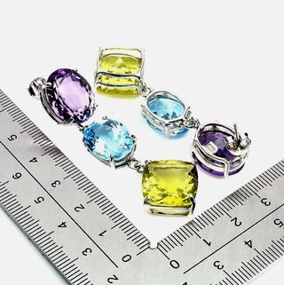 Pendientes Plata Amatista Topacio Cuarzo