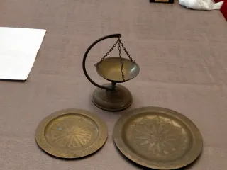 Balanza y 2 Bandejas Bronce Antiguo