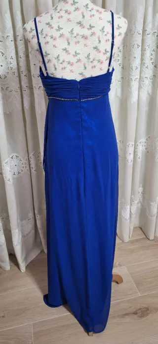 Vestido largo fiesta pedrería azul
