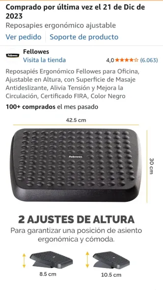 Reposapiés Fellowes Negro