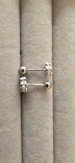 Pendientes flor plata con circonitas