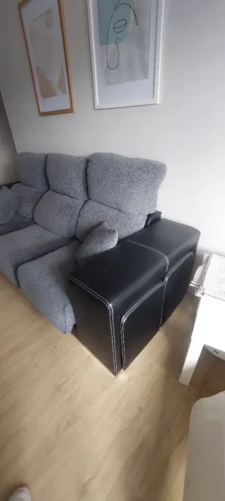 Sofá 3 plazas tela y polipiel