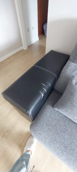 Sofá 3 plazas tela y polipiel