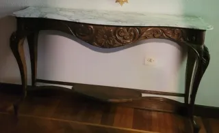 Mesa consola mármol y madera