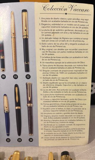 Plumas Colección Vaccaro Baño Oro