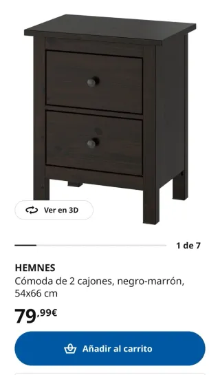 Mesita de noche IKEA HEMNES negra