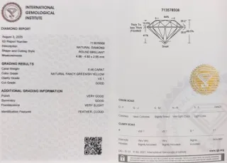 Diamante Naturale Fancy Giallo Verde 0.46ct VS1