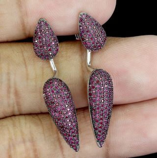 Pendientes Plata con Rubíes Naturales Morados